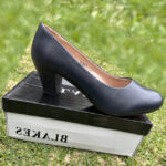 Ladies court shoes block heel Navy