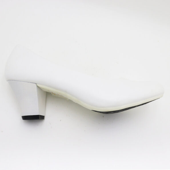 Court Shoe Block Heel White