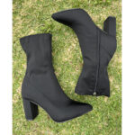 High heeled ankle Sock boots black