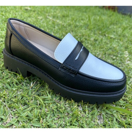 Men’s Black/White Round Toe Slip-On Loafer Men’s Black/White Round Toe Slip-On Loafer