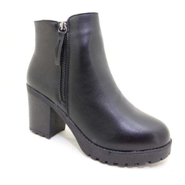Women Block Heel Ankle Boots Black